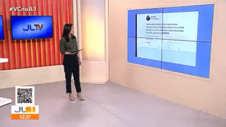 Priscilla Castro foi alvo de brincadeira de telespectador ao ler recado com trocadilho (foto: Reprodução/TV Liberal)