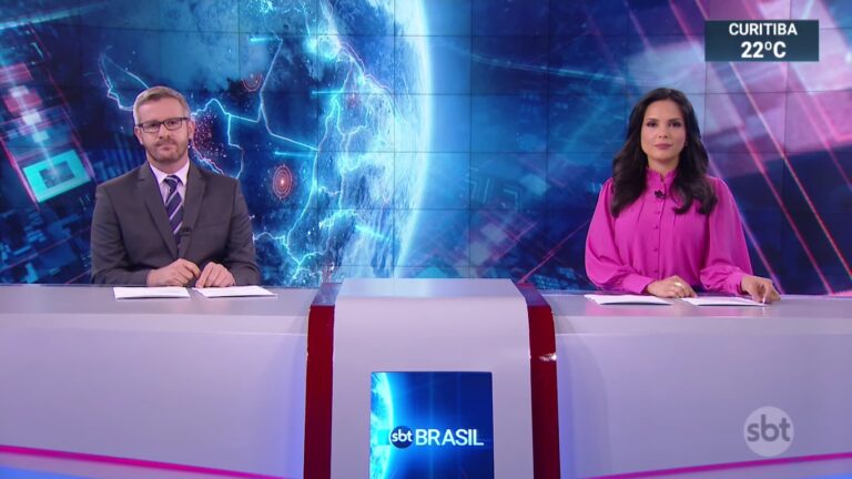 José Luiz Filho e Márcia Dantas apresentaram o SBT Brasil do dia 13; emissora vive crise aos sábados (foto: Reprodução/SBT)