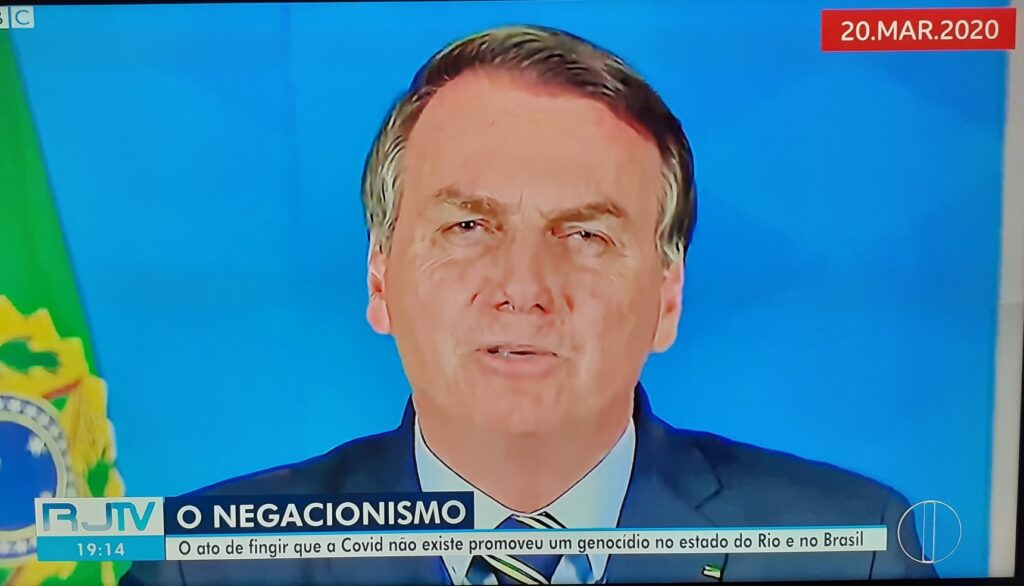 Versão regional do RJ2, da Globo, chamou Jair Bolsonaro de genocida e negacionista (foto: Reprodução/InterTV)