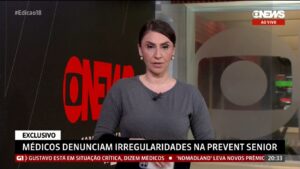 Cecília Flesch introduziu reportagem da Globo que recebeu ataques da Prevent Senior (foto: Reprodução/GloboNews)