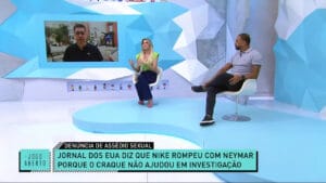 No Jogo Aberto, Denílson e Renata Fan comenta sobre acusações contra Neymar (foto: Reprodução/Band)