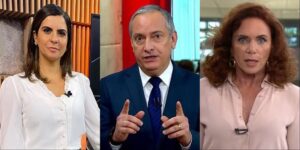 Camila Bomfim, José Roberto Burnier e Leilane Neubarth vão dividir novo telejornal da GloboNews (foto: Reprodução)
