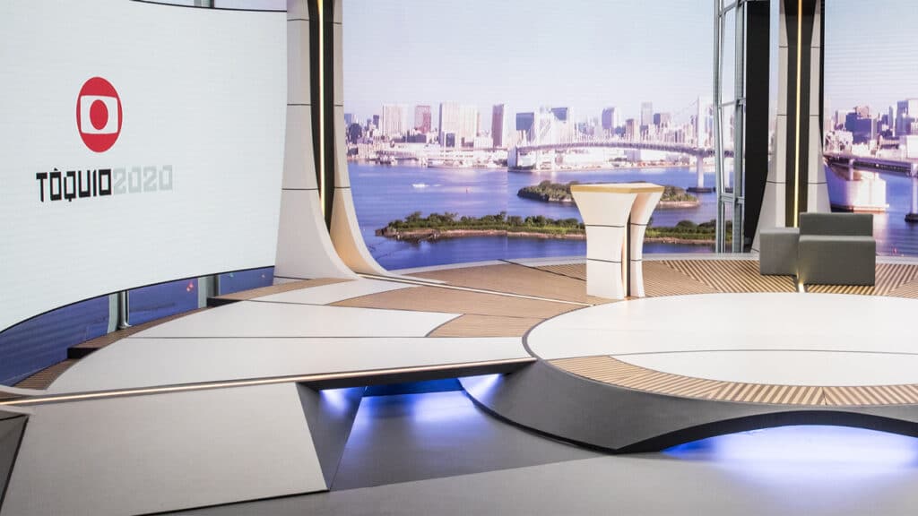 Estúdio da Globo no Rio de Janeiro para a transmissão dos Jogos de Tóquio (foto: Globo/João Cotta)