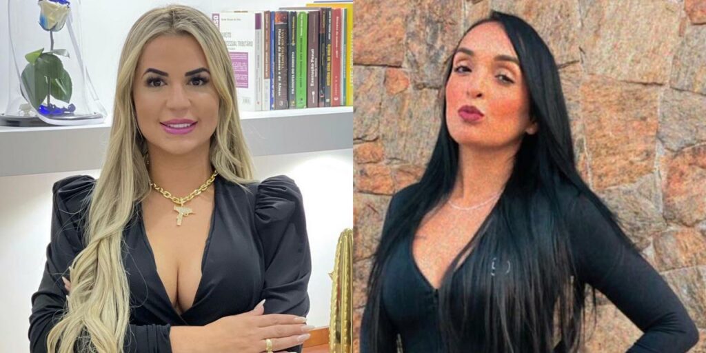 Deolane Bezerra, viúva de MC Kevin, e Evelin Gusmão, ex-namorada do funkeiro, armaram barraco na internet (foto: Reprodução)