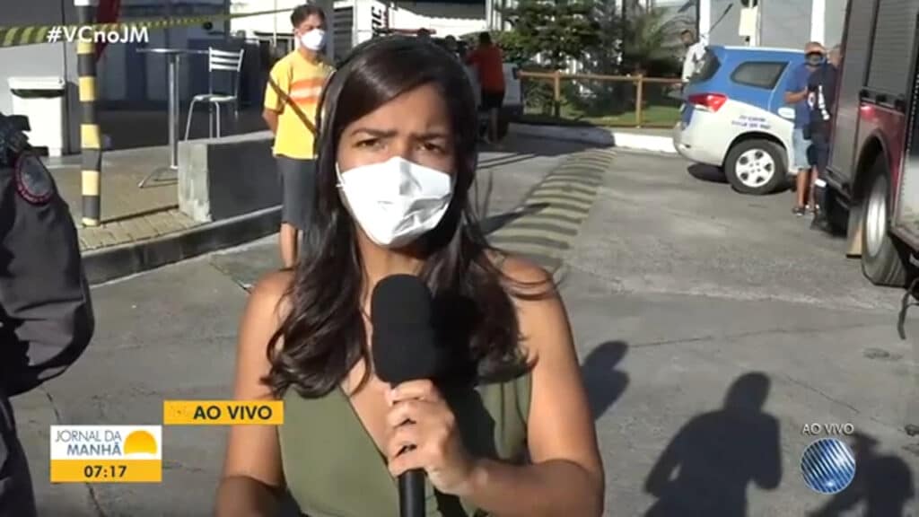 Camila Oliveira mora perto de posto de combustíveis que pegou fogo (foto: Reprodução/TV Bahia)