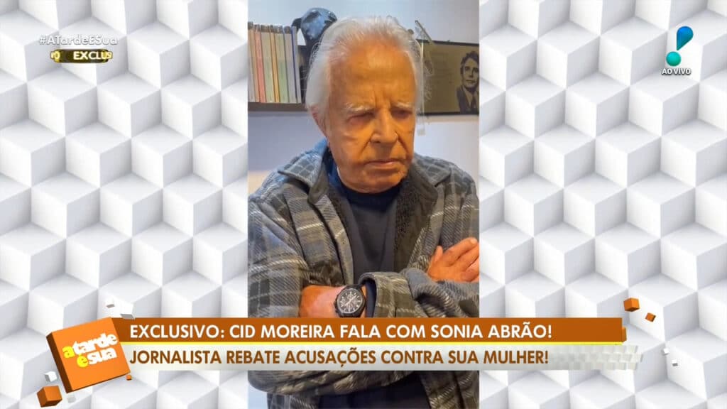 Cid Moreira desmentiu acusações dos filhos em vídeo enviado ao programa de Sonia Abrão (foto: Reprodução/RedeTV!)