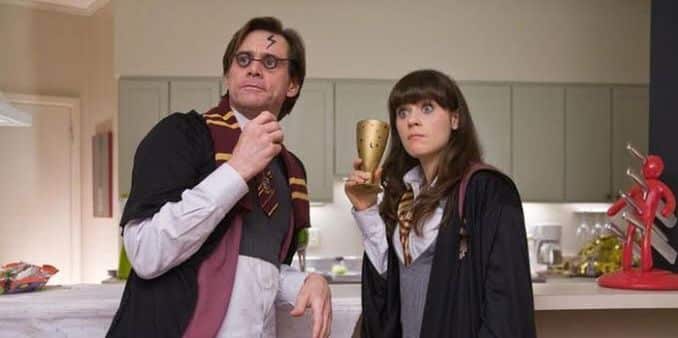 Jim Carrey surge vestido de Harry Potter em cena da Sessão da Tarde de hoje (foto: Reprodução)