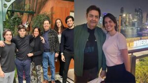 Faustão com a família e Luciana Cardoso