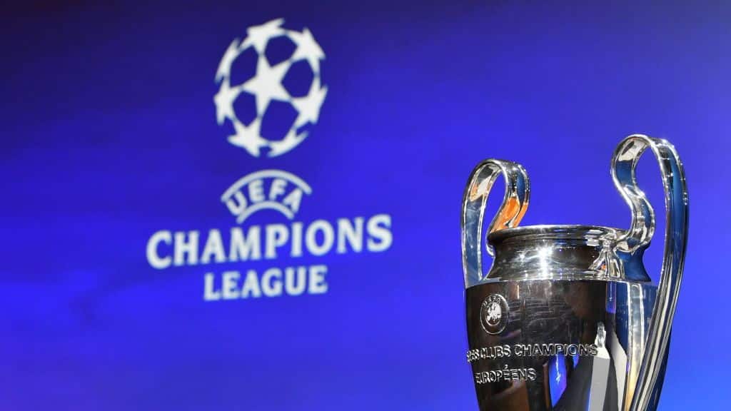 Imagem com logo e taça da Liga dos Campeões da Europa