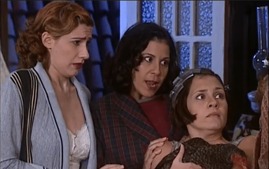 Petruchio encontra Catarina com as feministas em O Cravo e a Rosa