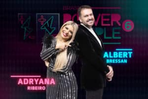 Imagem com foto do casal Adryana Ribeiro e Albert Bressan