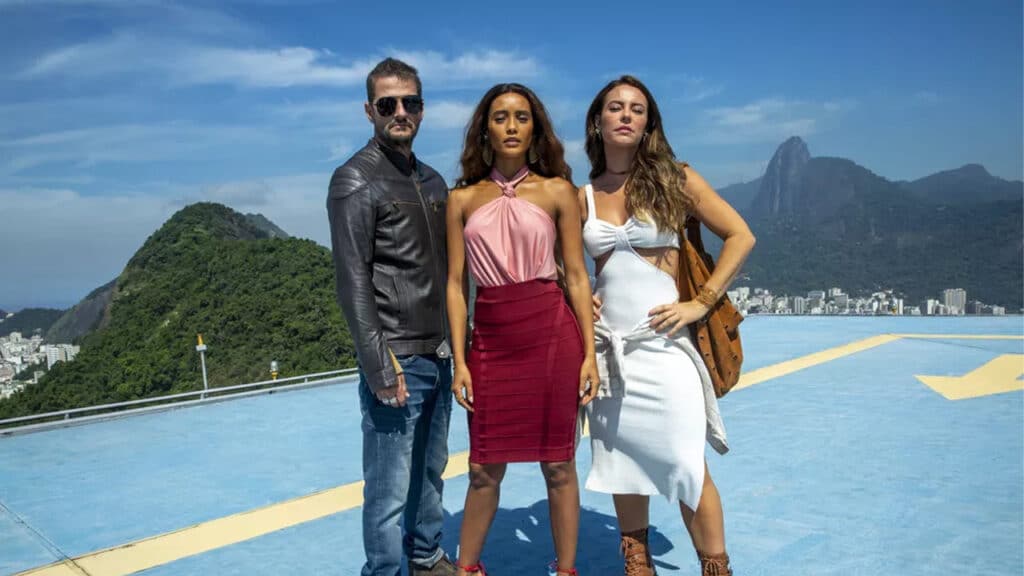 Imagem com foto dos atores Marcelo Serrado, Taís Araújo e Paolla Oliveira