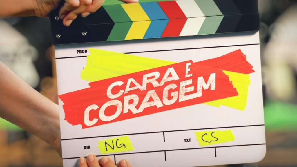 Imagem com logotipo da novela Cara e Coragem
