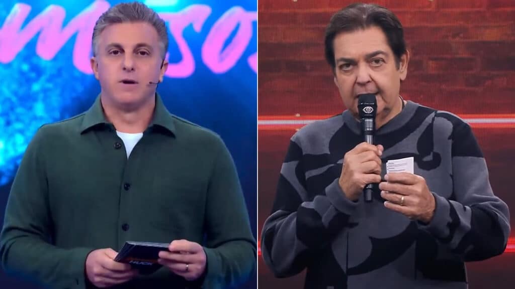 Imagem com foto do apresentador Luciano Huck e Fausto Silva