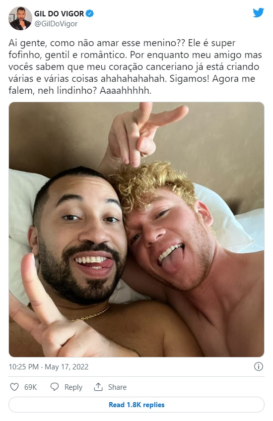 Imagem com foto de tweet do Gil do Vigor 