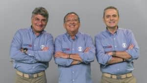 Imagem com foto de Cléber Machado, Galvão Bueno e Luis Roberto