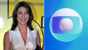 Imagem com montagem da foto de Daniela Beyruti e logo da Globo