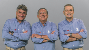 Imagem com foto de Cléber Machado, Galvão Bueno e Luís Roberto