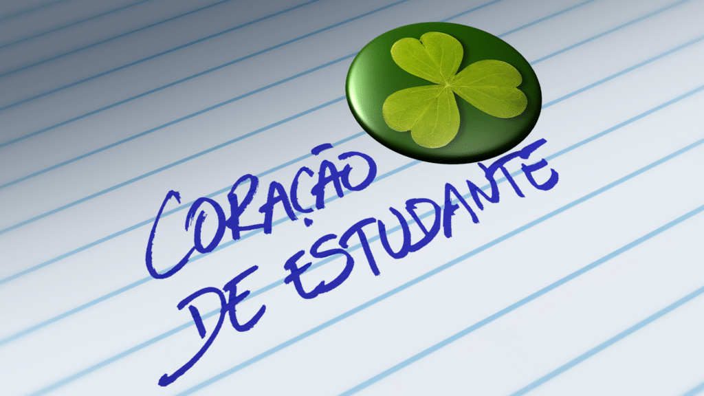 Imagem com logotipo da novela Coração de Estudante