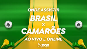 Foto da arte de transmissão de Brasil x Camarões pela Copa do Mundo