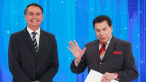 Imagem com foto de Jair Bolsonaro e Silvio Santos