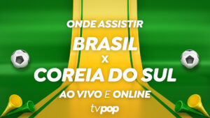 Foto da arte de transmissão de Brasil x Coreia do Sul pela Copa do Mundo