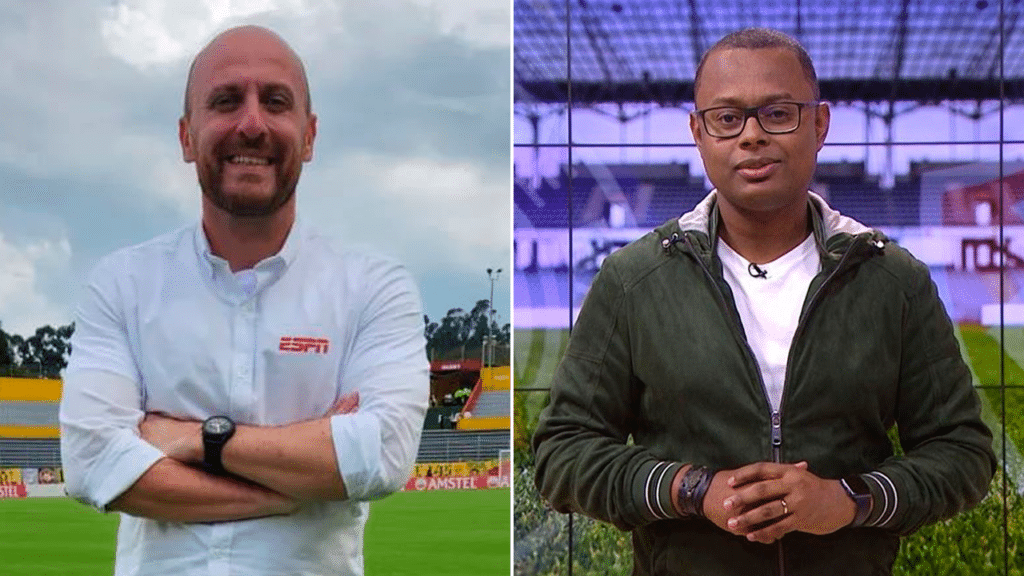 Imagem com foto dos comentaristas Gustavo Zupak e Elton Serra, que recusaram proposta da Globo para deixar a ESPN