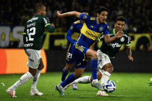 Foto dos times do Palmeiras e Boca Juniors em jogo exibido pela ESPN