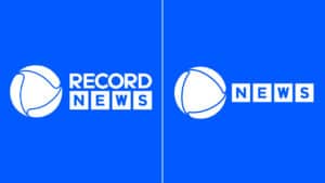 Imagem com antes e depois da identidade visual da Record News