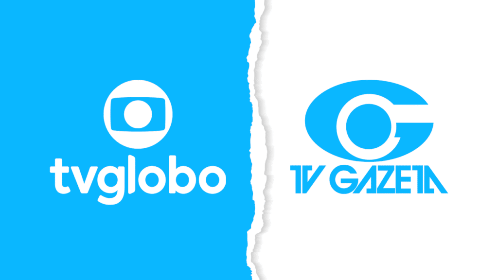 Montagem com os logotipos da TV Globo e TV Gazeta