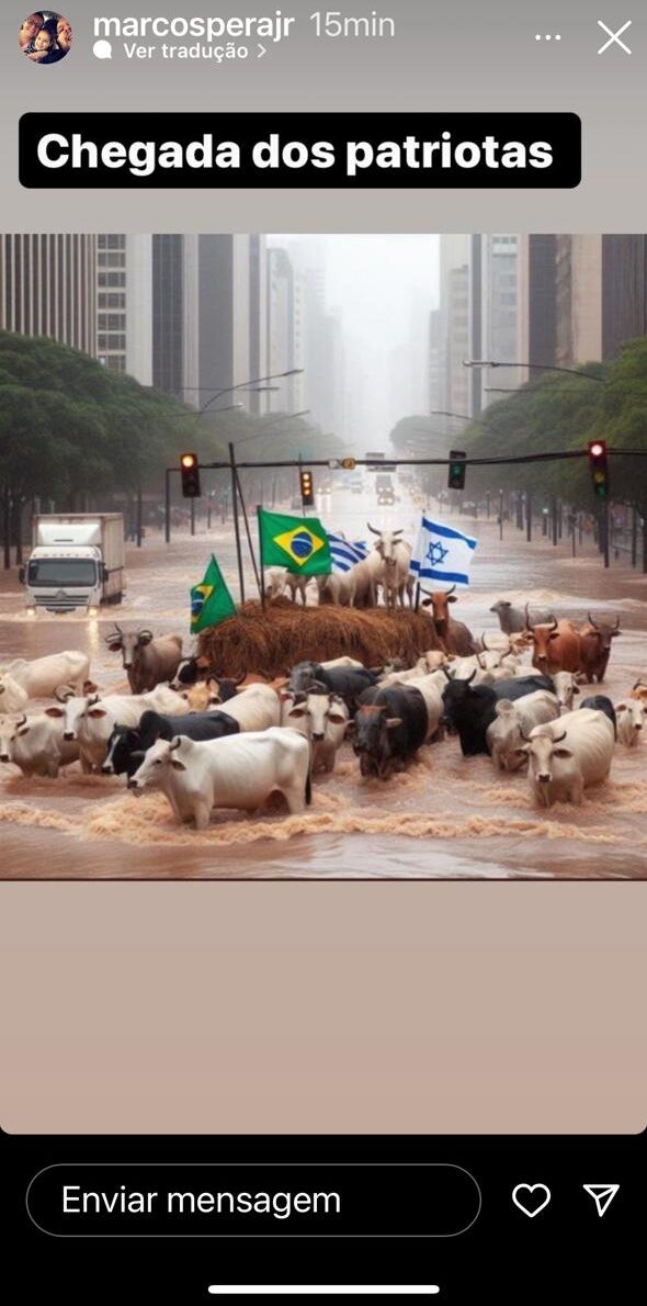 Foto de Marcos Pera, executivo da Jovem Pan, ironizando apoiadores de Jair Bolsonaro