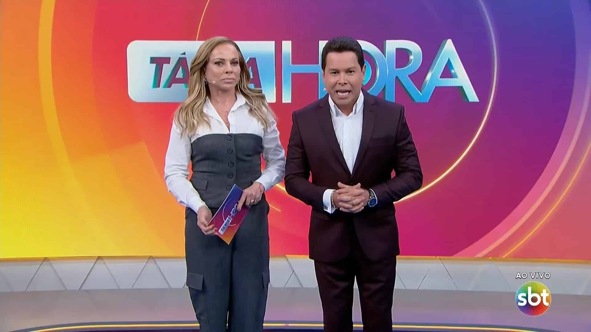 Foto de Christina Rocha e Marcão do Povo na estreia do Tá na Hora