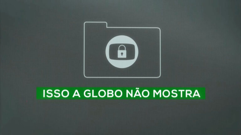 Tela do quadro Isso a Globo Não Mostra do Fantástico com ícone de pasta trancada e fundo cinza