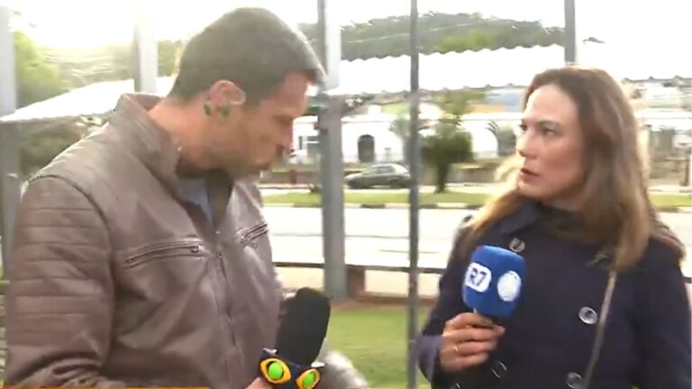 Foto dos repórteres Lucas Martins e Grace Abdou