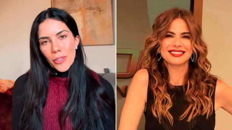 Daniela Albuquerque de blusa bordô e Luciana Gimenez sorridente com cabelos ondulados em montagem de fotos das estrelas da RedeTV!