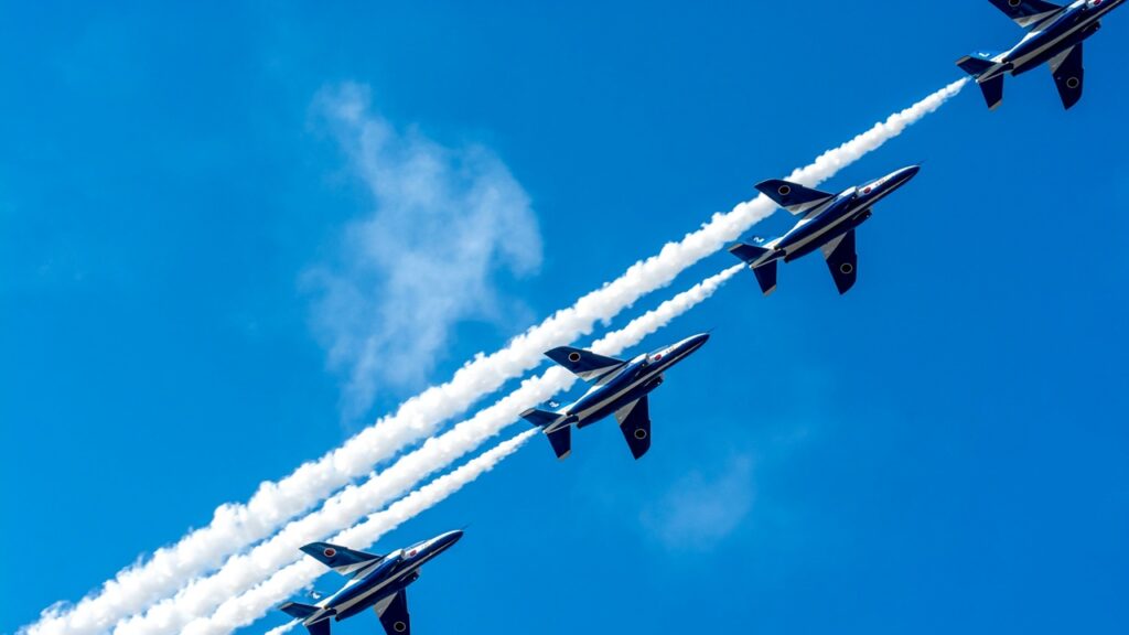 Foto de aviões em formação