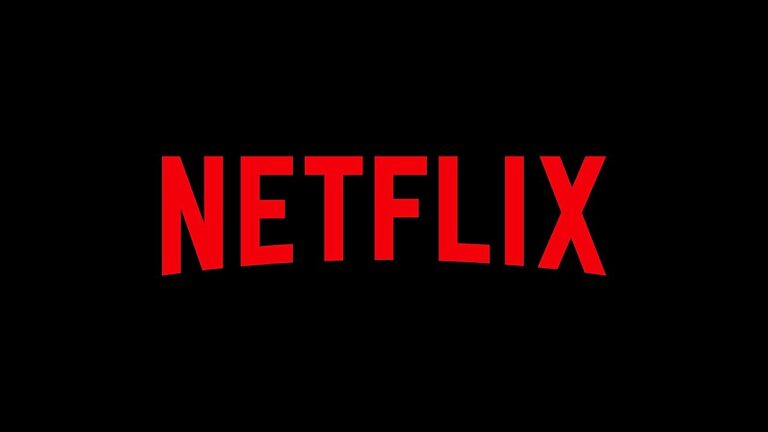 Logotipo vermelho da Netflix centralizado sobre fundo preto