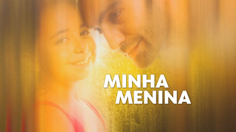Texto Minha Menina em letras brancas sobre arte promocional com Öykü e Demir ao fundo