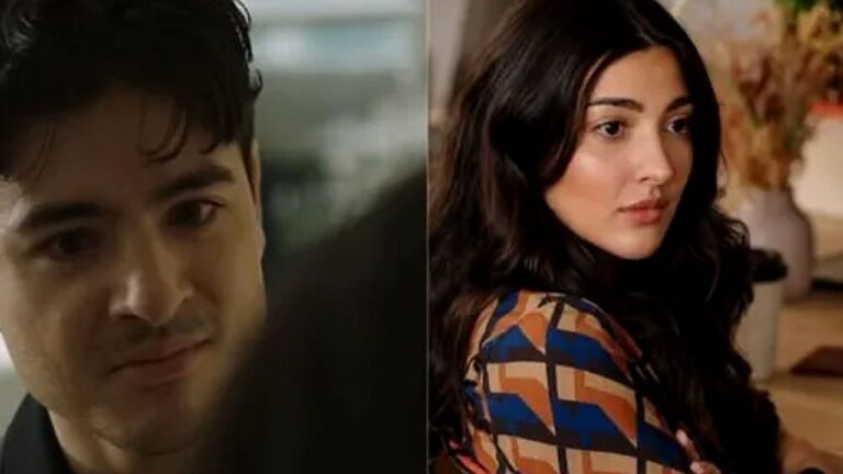 Homem e mulher trocam olhares em montagem com cenas de novela turca exibida pela Band
