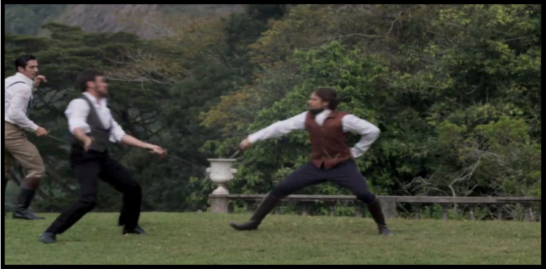 Felipe descobre que Pedro está aprendendo a duelar com Roberto em Além do Tempo