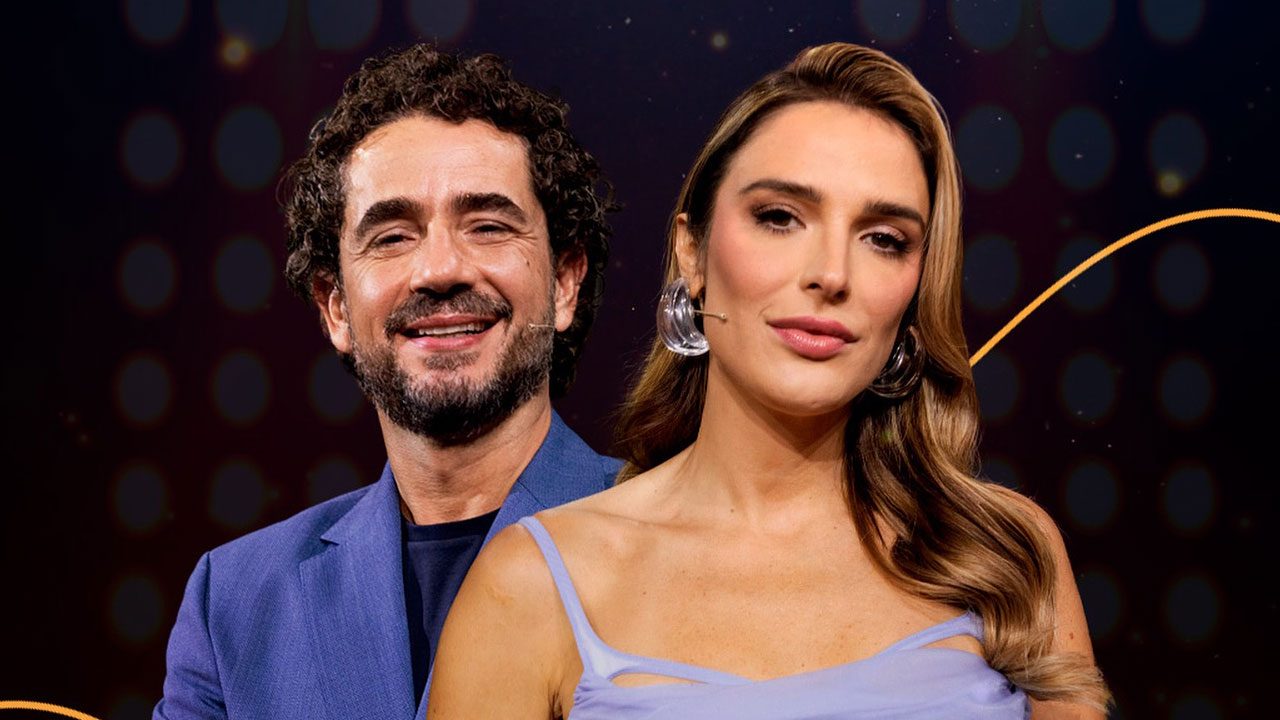 Felipe Andreoli e Rafa Brites posam lado a lado em imagem promocional do reality Love & Dance da Record