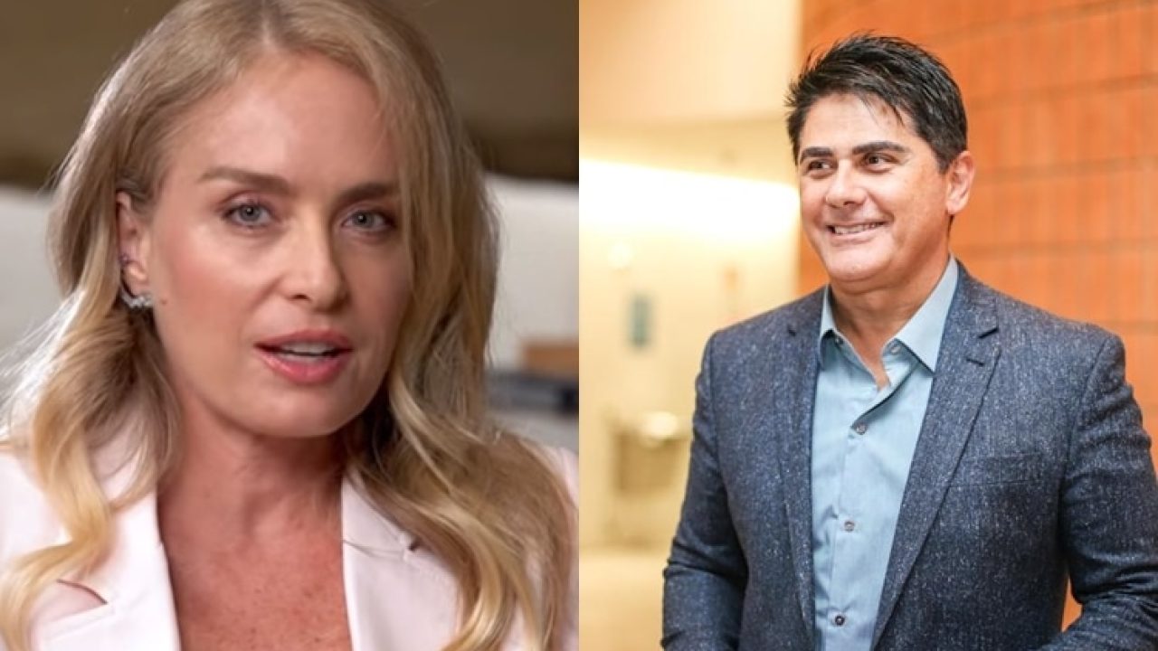 Foto dos apresentadores Angélica e César Filho