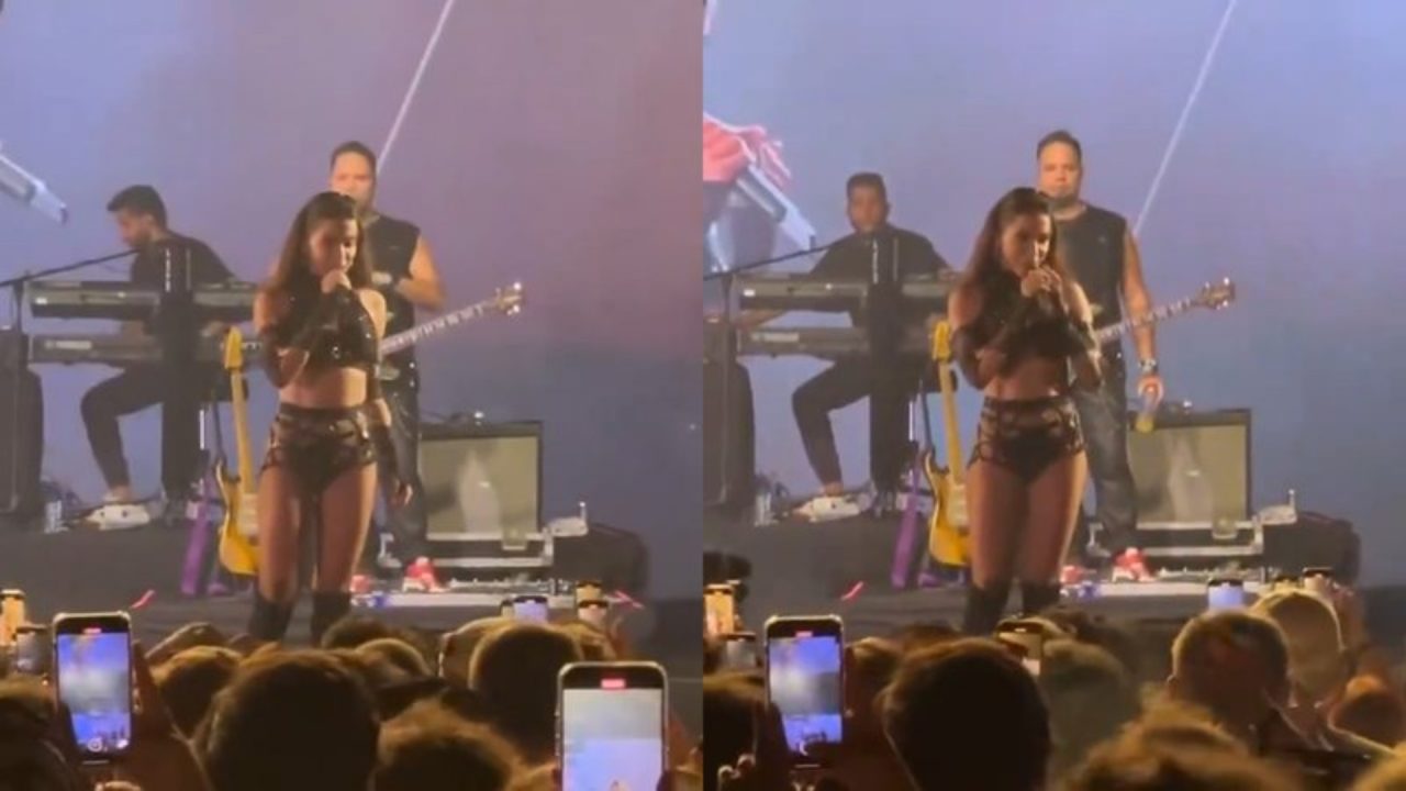 Montagem de fotos de Anitta em show
