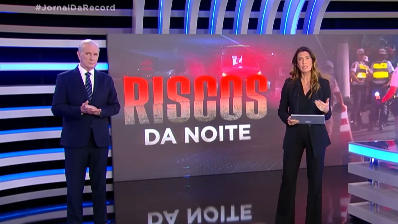 Celso Freitas e Janine Borba no Jornal da Record; emissora foi condenada por enganar entrevistada (foto: Reprodução/Record)