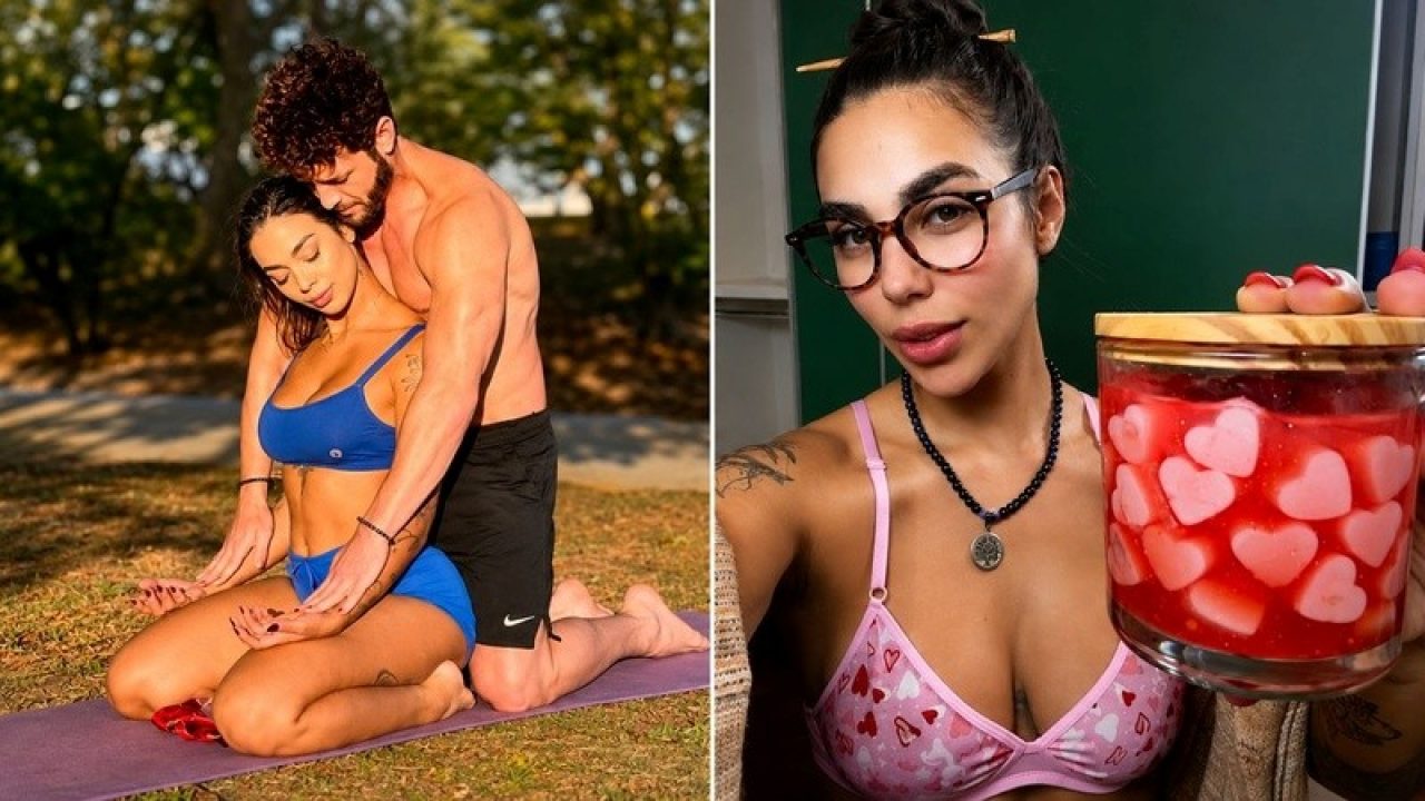 Didy Reis aparece com Diogo Venturieri em treino ao ar livre e posa sozinha segurando pote com corações decorativos