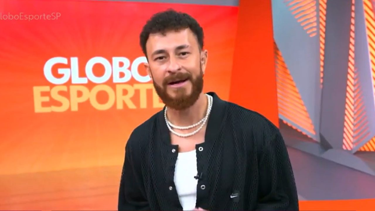 Foto de Fred Bruno no estúdio do Globo Esporte