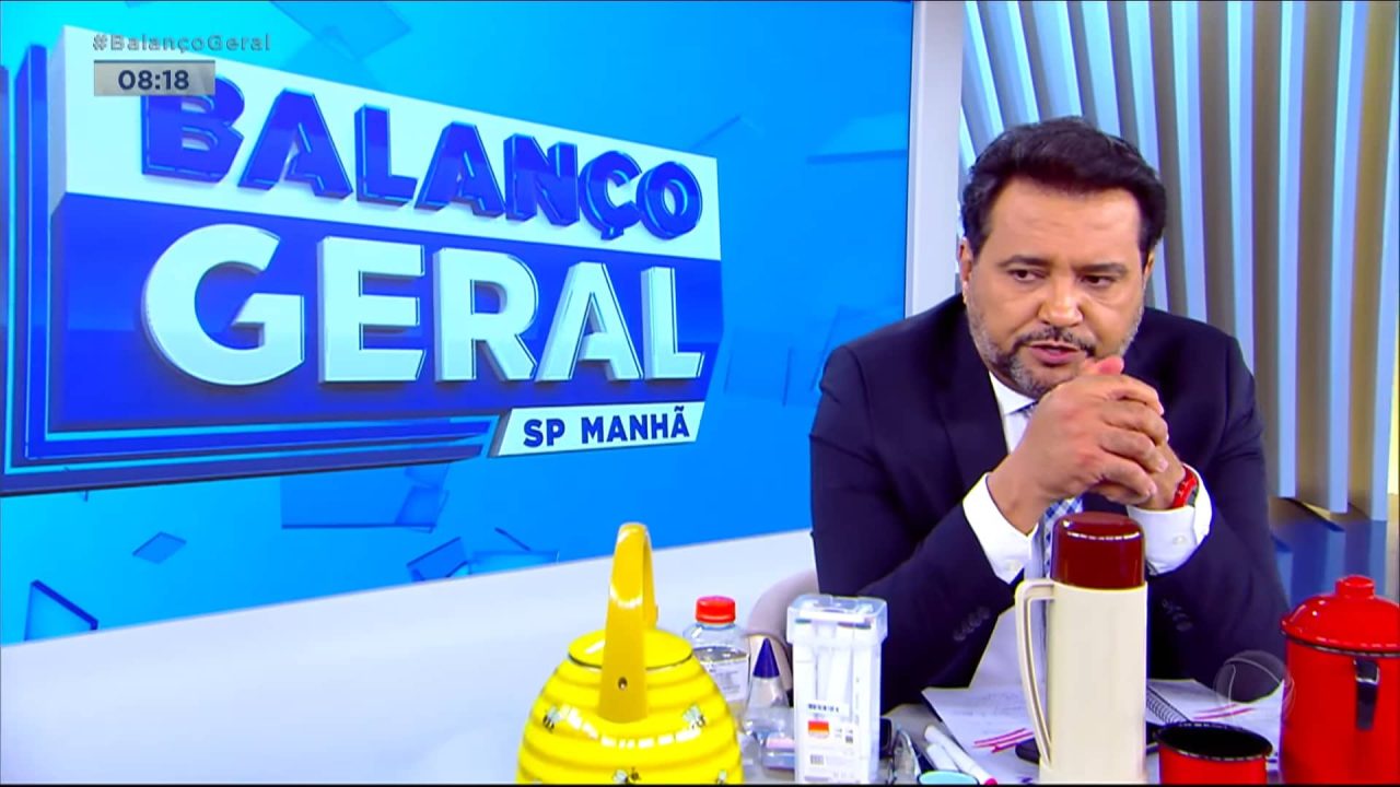 Geraldo Luís no estúdio do Balanço Geral Manhã