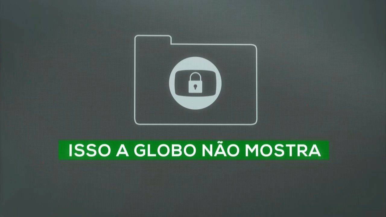 Tela do quadro Isso a Globo Não Mostra do Fantástico com ícone de pasta trancada e fundo cinza
