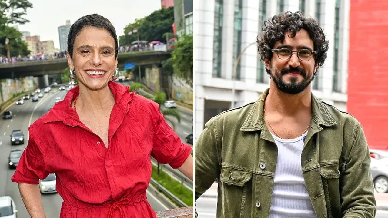 Malu Galli e Renato Góes, atores de Vale Tudo, posam nas ruas de São Paulo para fotos de divulgação da novela da Globo