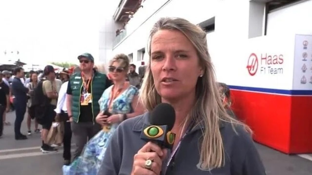 Foto de Mariana Becker na Fórmula 1